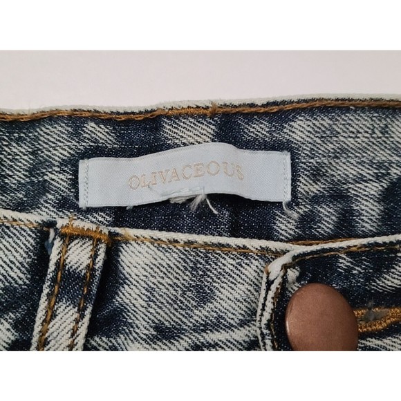 Olivaceous Womens Cut Off Distressed Mid-Rise Shorts Blue Cotton Denim Size L - Picture 4 of 6